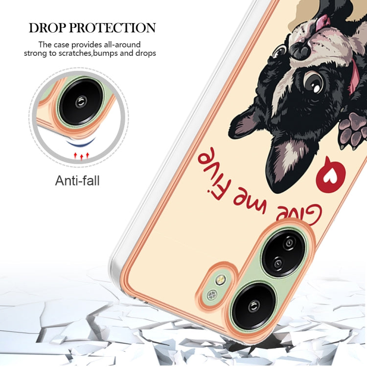 For Xiaomi Redmi 13C 4G Electroplating Marble Dual-side IMD Phone Case(Lucky Dog) - 13C Cases by PMC TechLife | Online Shopping South Africa | PMC TechLife | Buy Now Pay Later Mobicred