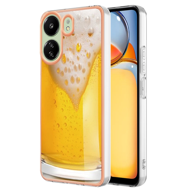 For Xiaomi Redmi 13C 4G Electroplating Marble Dual-side IMD Phone Case(Draft Beer) - 13C Cases by PMC Jewellery | Online Shopping South Africa | PMC Jewellery | Buy Now Pay Later Mobicred