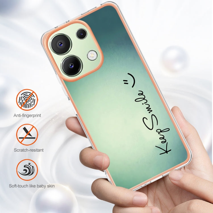 For Xiaomi Redmi Note 13 4G Global Electroplating Marble Dual-side IMD Phone Case(Smile) - Note 13 Cases by PMC TechLife | Online Shopping South Africa | PMC TechLife | Buy Now Pay Later Mobicred