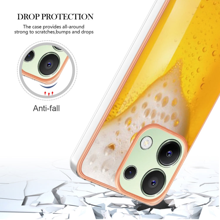 For Xiaomi Redmi Note 13 4G Global Electroplating Marble Dual-side IMD Phone Case(Draft Beer) - Note 13 Cases by PMC TechLife | Online Shopping South Africa | PMC TechLife | Buy Now Pay Later Mobicred