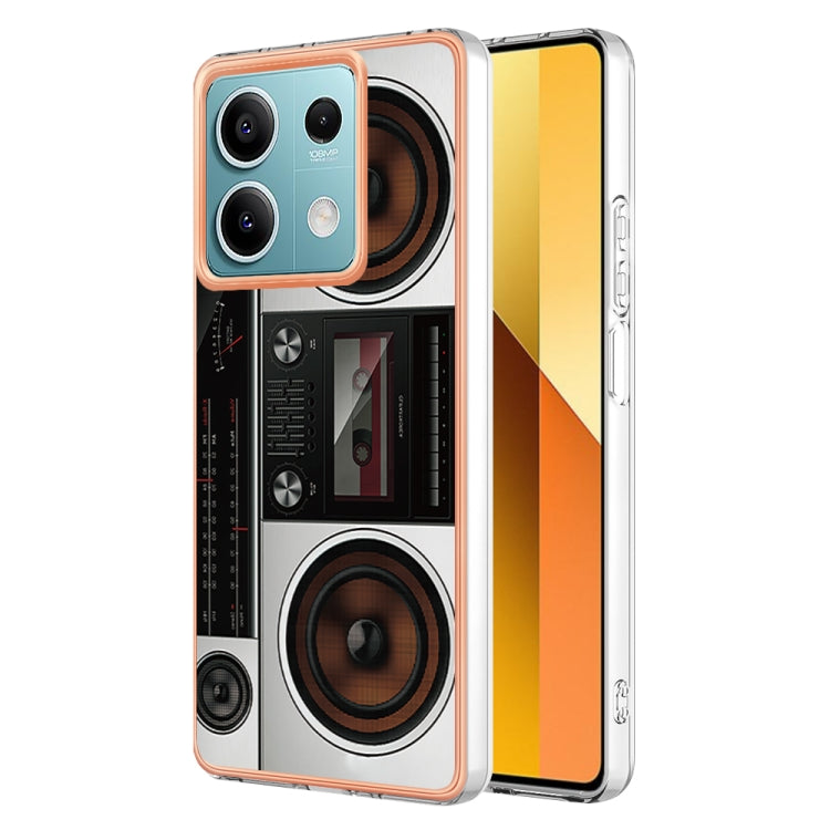 For Xiaomi Redmi Note 13 5G Electroplating Marble Dual-side IMD Phone Case(Retro Radio) - Note 13 Cases by PMC Jewellery | Online Shopping South Africa | PMC Jewellery | Buy Now Pay Later Mobicred