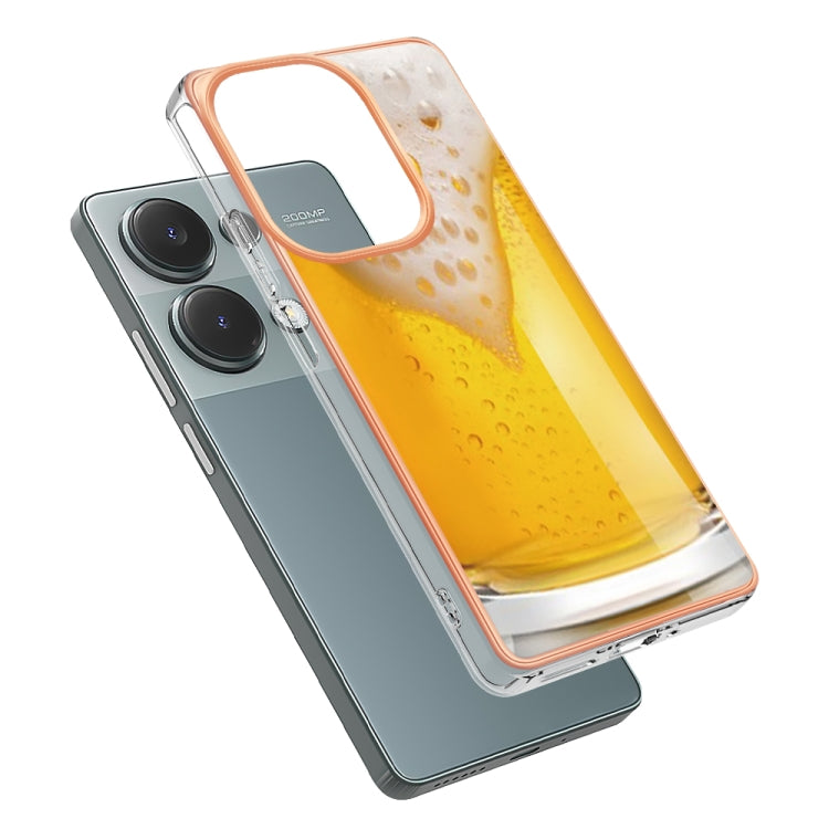 For Xiaomi Redmi Note 13 Pro 4G/Poco M6 Pro 4G Electroplating Marble Dual-side IMD Phone Case(Draft Beer) - Note 13 Pro Cases by PMC TechLife | Online Shopping South Africa | PMC TechLife | Buy Now Pay Later Mobicred