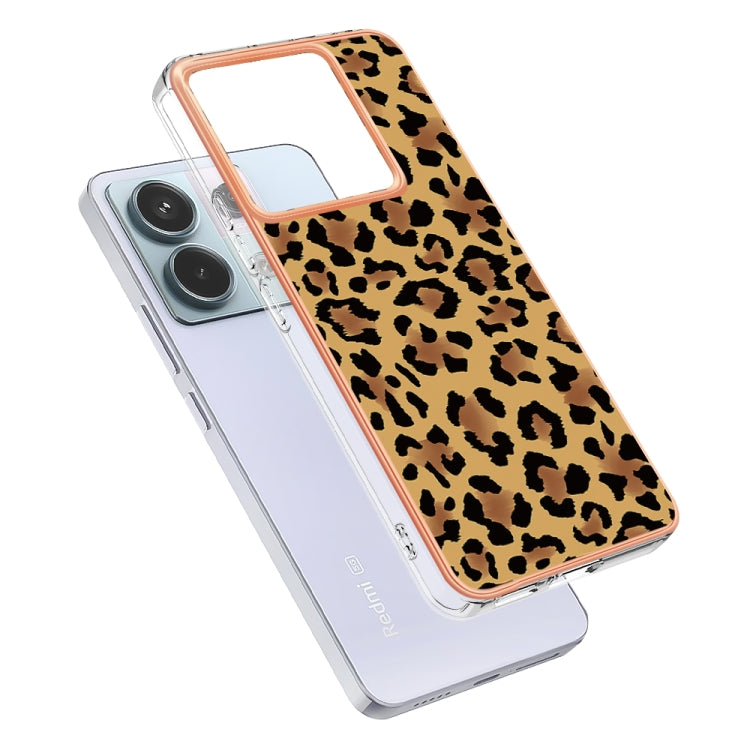For Xiaomi Redmi Note 13 Pro 5G Global Electroplating Marble Dual-side IMD Phone Case(Leopard Print) - Note 13 Pro Cases by PMC TechLife | Online Shopping South Africa | PMC TechLife | Buy Now Pay Later Mobicred