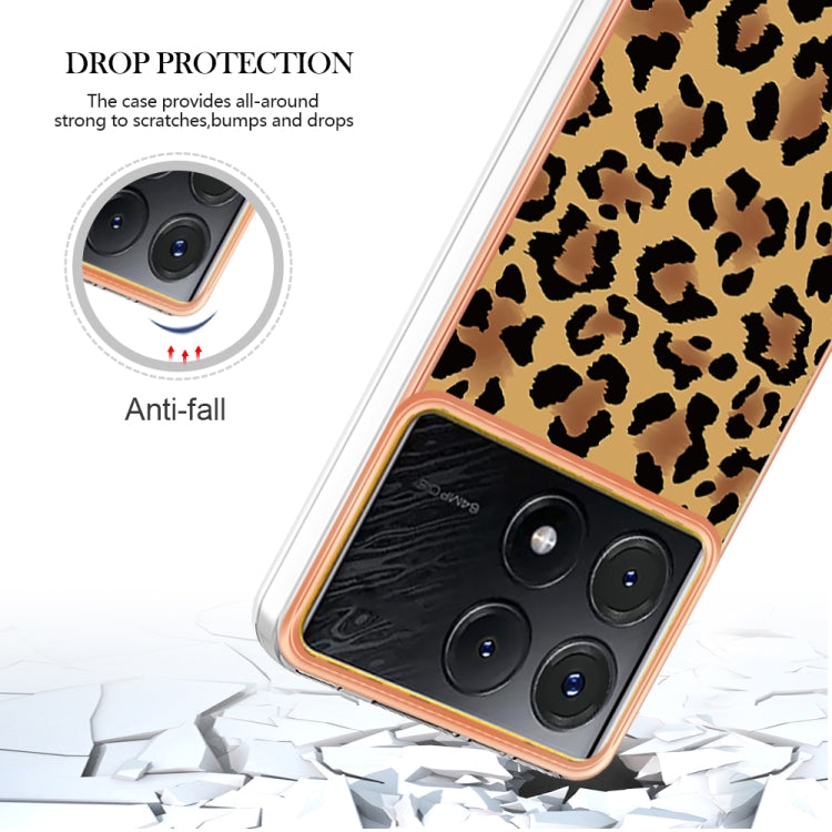 For Xiaomi Poco X6 Pro / Redmi K70E Electroplating Marble Dual-side IMD Phone Case(Leopard Print) - K70E Cases by PMC Jewellery | Online Shopping South Africa | PMC Jewellery | Buy Now Pay Later Mobicred