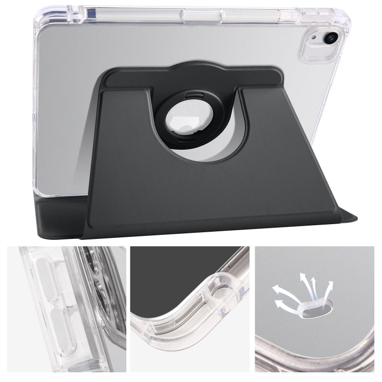 For iPad Air 11 2025 / 2024 Clear Acrylic 360 Rotation Detachable Leather Tablet Case(Black) - iPad Air 11 2025 / 2024 Cases by PMC TechLife | Online Shopping South Africa | PMC TechLife | Buy Now Pay Later Mobicred