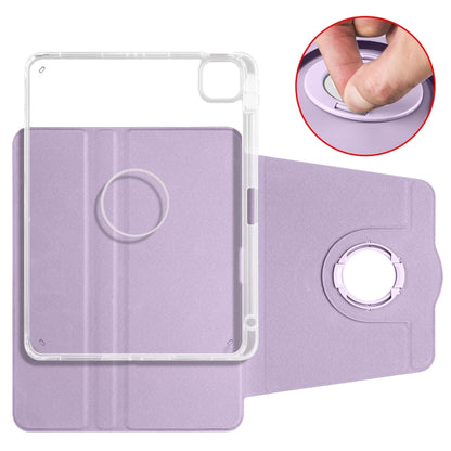 For iPad Air 13 2024 Clear Acrylic 360 Rotation Detachable Leather Tablet Case(Light Purple) - iPad Air 13 2024 Cases by PMC Jewellery | Online Shopping South Africa | PMC Jewellery | Buy Now Pay Later Mobicred