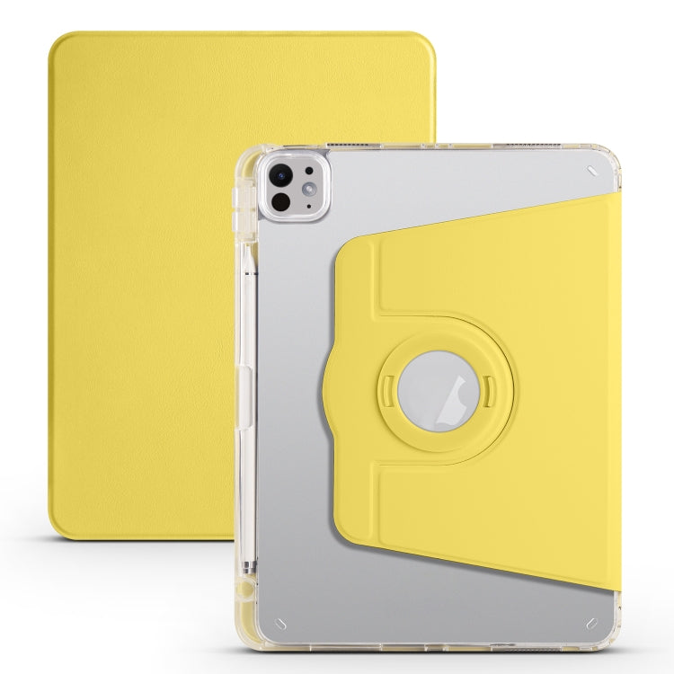 For iPad Pro 11 2024 Clear Acrylic 360 Rotation Detachable Leather Tablet Case(Yellow) - iPad Pro 11 2024 Cases by PMC TechLife | Online Shopping South Africa | PMC TechLife | Buy Now Pay Later Mobicred