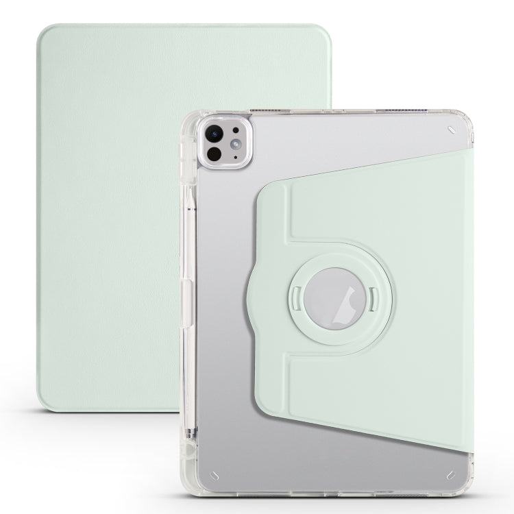 For iPad Pro 13 2024 Clear Acrylic 360 Rotation Detachable Leather Tablet Case(Light Green) - iPad Pro 13 2024 Cases by PMC Jewellery | Online Shopping South Africa | PMC Jewellery | Buy Now Pay Later Mobicred