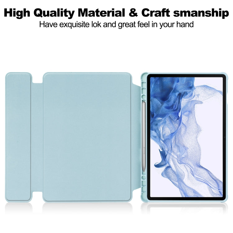 For Samsung Galaxy Tab S9 360 Rotation Transparent Smart Leather Case with Keyboard(Sky Blue) - Galaxy Tab S9 Cases by PMC Jewellery | Online Shopping South Africa | PMC Jewellery