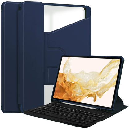 For Samsung Galaxy Tab S9+ 360 Rotation Transparent Smart Leather Case with Keyboard(Dark Blue) - Galaxy Tab S9+ Cases by PMC Jewellery | Online Shopping South Africa | PMC Jewellery | Buy Now Pay Later Mobicred