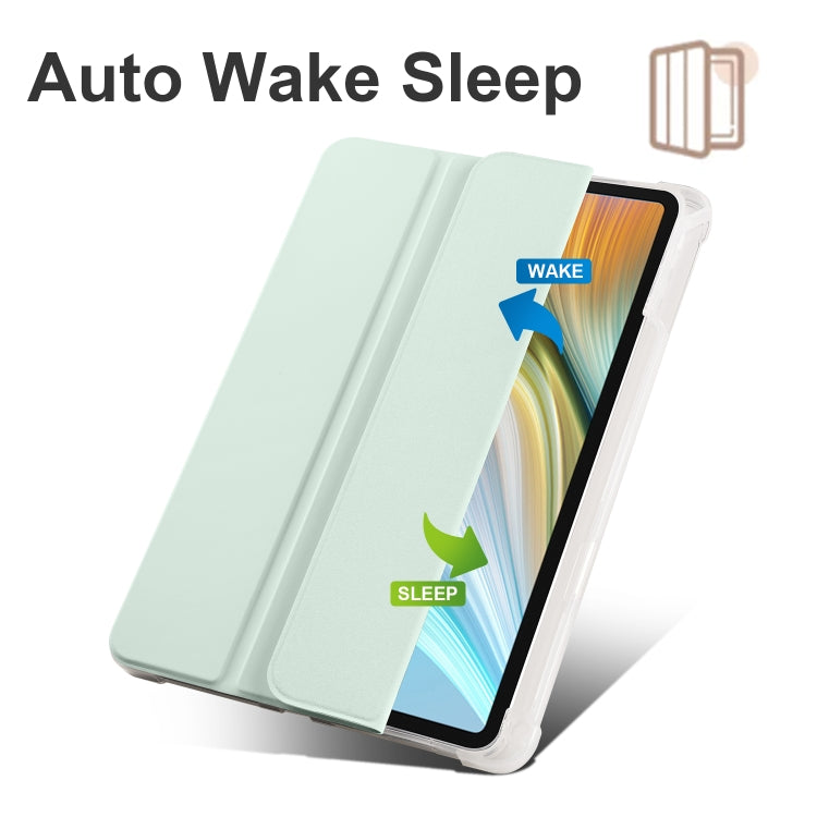 For Honor Pad 8 3-folding Transparent TPU Smart Leather Tablet Case(Light Green) - Honor by PMC TechLife | Online Shopping South Africa | PMC TechLife | Buy Now Pay Later Mobicred