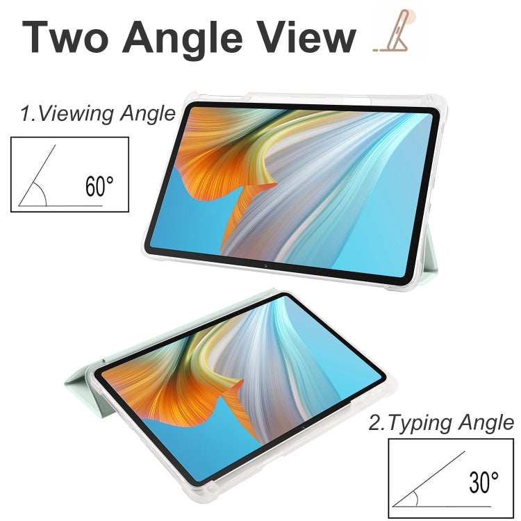 For Honor Pad 8 3-folding Transparent TPU Smart Leather Tablet Case(Light Green) - Honor by PMC TechLife | Online Shopping South Africa | PMC TechLife | Buy Now Pay Later Mobicred
