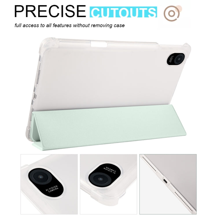 For Honor Pad 8 3-folding Transparent TPU Smart Leather Tablet Case(Light Green) - Honor by PMC TechLife | Online Shopping South Africa | PMC TechLife | Buy Now Pay Later Mobicred