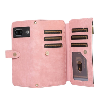 For Google Pixel 7 Dream 9-Card Wallet Zipper Bag Leather Phone Case(Pink) - Google Cases by PMC Jewellery | Online Shopping South Africa | PMC Jewellery | Buy Now Pay Later Mobicred