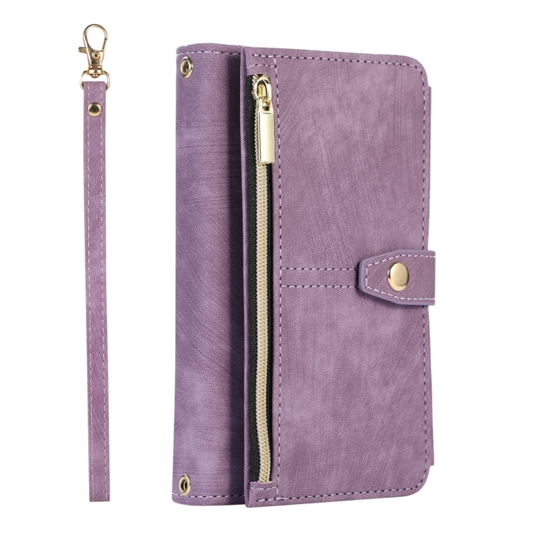 For Google Pixel Fold Dream 9-Card Wallet Zipper Bag Leather Phone Case(Purple) - Google Cases by PMC Jewellery | Online Shopping South Africa | PMC Jewellery | Buy Now Pay Later Mobicred