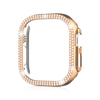 For Apple Watch Ultra 2 / Ultra 49mm Double Row Diamond Hollow PC Watch Case(Rose Gold) - Watch Cases by PMC Jewellery | Online Shopping South Africa | PMC Jewellery | Buy Now Pay Later Mobicred