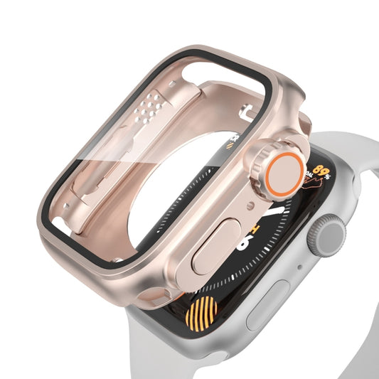 For Apple Watch Series 9 / 8 / 7 41mm Change to Ultra 49mm Waterproof All-Inclusive Film Hybrid PC Watch Case(Rose Gold) - Watch Cases by PMC Jewellery | Online Shopping South Africa | PMC Jewellery | Buy Now Pay Later Mobicred