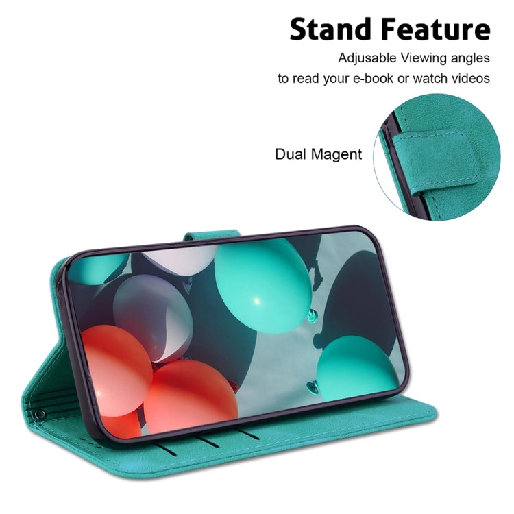 For Motorola Edge 2024 Seven-shaped Embossed Leather Phone Case(Green) - Motorola Cases by PMC Jewellery | Online Shopping South Africa | PMC Jewellery | Buy Now Pay Later Mobicred