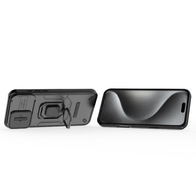 For iPhone 16 Pro Max Sliding Camshield TPU + PC Shockproof Phone Case with Holder(Black) - iPhone 16 Pro Max Cases by PMC TechLife | Online Shopping South Africa | PMC TechLife | Buy Now Pay Later Mobicred