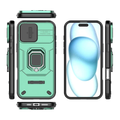 For iPhone 16 Plus Sliding Camshield TPU + PC Shockproof Phone Case with Holder(Green) - iPhone 16 Plus Cases by PMC Jewellery | Online Shopping South Africa | PMC Jewellery | Buy Now Pay Later Mobicred