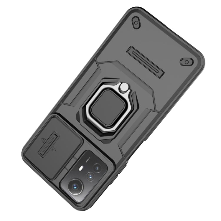 For Xiaomi Redmi Note 12S 4G Global Sliding Camshield TPU + PC Shockproof Phone Case with Holder(Grey) - Xiaomi Cases by PMC TechLife | Online Shopping South Africa | PMC TechLife | Buy Now Pay Later Mobicred