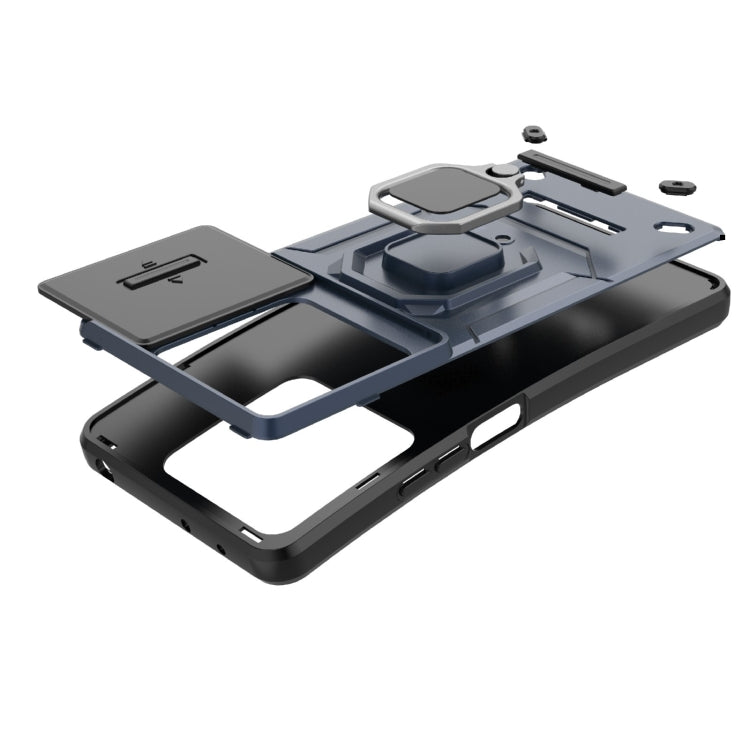 For Xiaomi Redmi Note 13 5G Sliding Camshield TPU + PC Shockproof Phone Case with Holder(Grey) - Note 13 Cases by PMC TechLife | Online Shopping South Africa | PMC TechLife | Buy Now Pay Later Mobicred