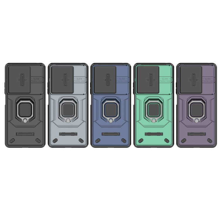 For Xiaomi Redmi Note 13 5G Sliding Camshield TPU + PC Shockproof Phone Case with Holder(Purple) - Note 13 Cases by PMC TechLife | Online Shopping South Africa | PMC TechLife | Buy Now Pay Later Mobicred