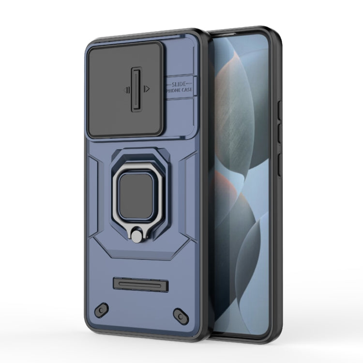 For Xiaomi Redmi K70 5G Sliding Camshield TPU + PC Shockproof Phone Case with Holder(Blue) - K70 Cases by PMC TechLife | Online Shopping South Africa | PMC TechLife | Buy Now Pay Later Mobicred