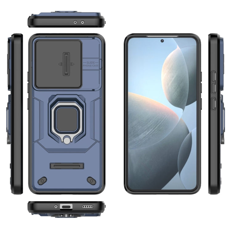 For Xiaomi Redmi K70 5G Sliding Camshield TPU + PC Shockproof Phone Case with Holder(Blue) - K70 Cases by PMC TechLife | Online Shopping South Africa | PMC TechLife | Buy Now Pay Later Mobicred