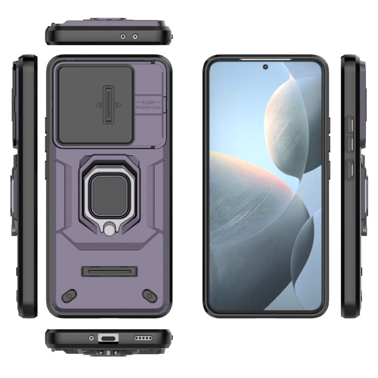 For Xiaomi Redmi K70 5G Sliding Camshield TPU + PC Shockproof Phone Case with Holder(Purple) - K70 Cases by PMC TechLife | Online Shopping South Africa | PMC TechLife | Buy Now Pay Later Mobicred