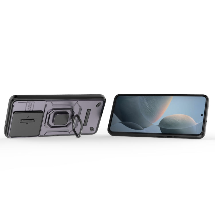 For Xiaomi Redmi K70 5G Sliding Camshield TPU + PC Shockproof Phone Case with Holder(Purple) - K70 Cases by PMC TechLife | Online Shopping South Africa | PMC TechLife | Buy Now Pay Later Mobicred