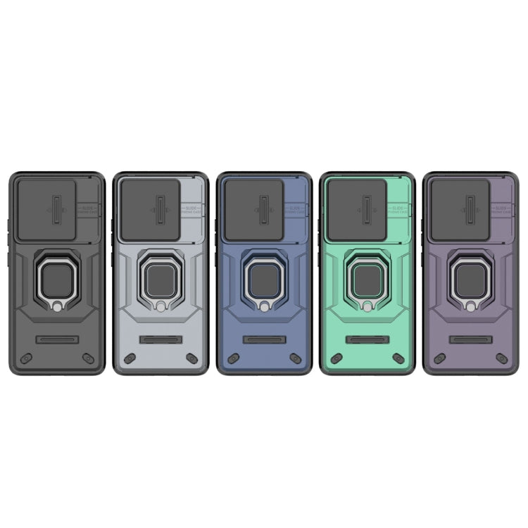 For Xiaomi Redmi K70E 5G Sliding Camshield TPU + PC Shockproof Phone Case with Holder(Green) - K70E Cases by PMC TechLife | Online Shopping South Africa | PMC TechLife | Buy Now Pay Later Mobicred