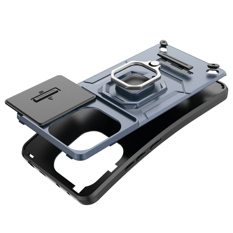 For Xiaomi Redmi Note 13 4G Global Sliding Camshield TPU + PC Shockproof Phone Case with Holder(Purple) - Note 13 Cases by PMC TechLife | Online Shopping South Africa | PMC TechLife | Buy Now Pay Later Mobicred