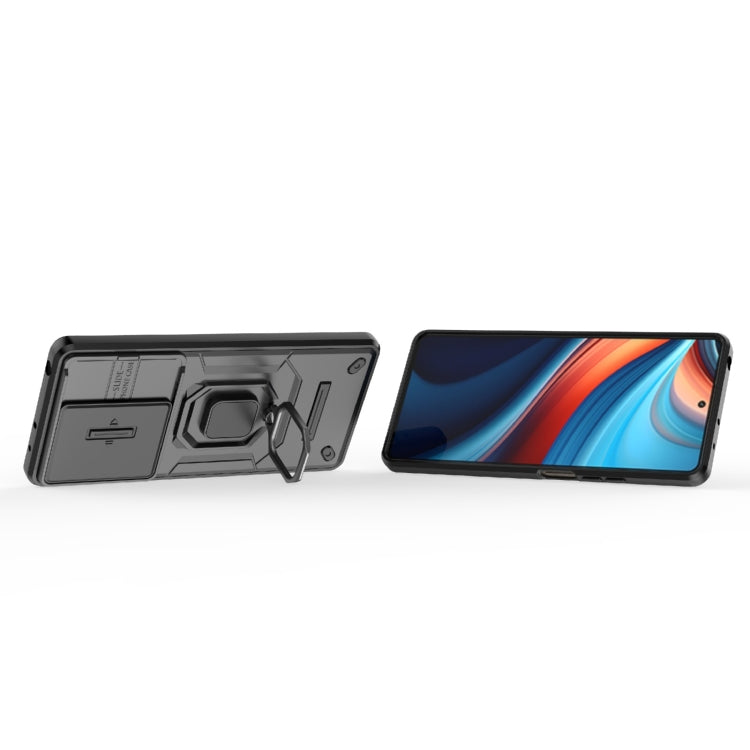 For Xiaomi Redmi Note 13R Pro 5G Sliding Camshield TPU + PC Shockproof Phone Case with Holder(Black) - Xiaomi Cases by PMC TechLife | Online Shopping South Africa | PMC TechLife | Buy Now Pay Later Mobicred