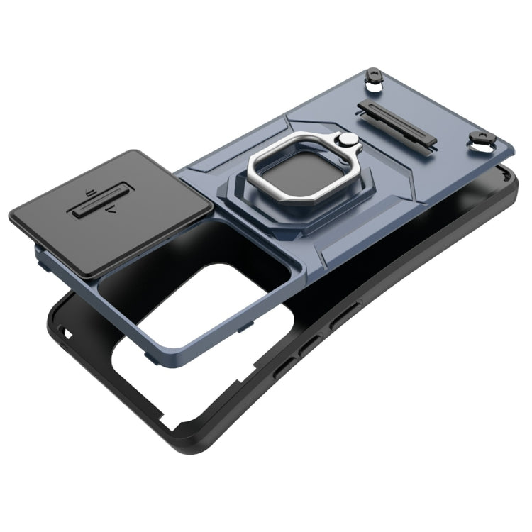 For Xiaomi Redmi Note 13 Pro 4G Global Sliding Camshield TPU + PC Shockproof Phone Case with Holder(Green) - Note 13 Pro Cases by PMC TechLife | Online Shopping South Africa | PMC TechLife | Buy Now Pay Later Mobicred