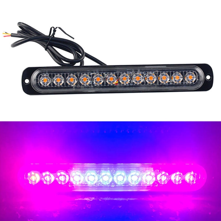 DC12V-24V / 36W Car Truck Emergency Strobe Flash Warning Light 12LEDs Long Ultra-thin Side Lights(Red + Blue + Red) - Warning Lights by PMC Jewellery | Online Shopping South Africa | PMC Jewellery | Buy Now Pay Later Mobicred