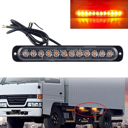 DC12V-24V / 36W Car Truck Emergency Strobe Flash Warning Light 12LEDs Long Ultra-thin Side Lights(Yellow + Red + Yellow) - Warning Lights by PMC Jewellery | Online Shopping South Africa | PMC Jewellery | Buy Now Pay Later Mobicred