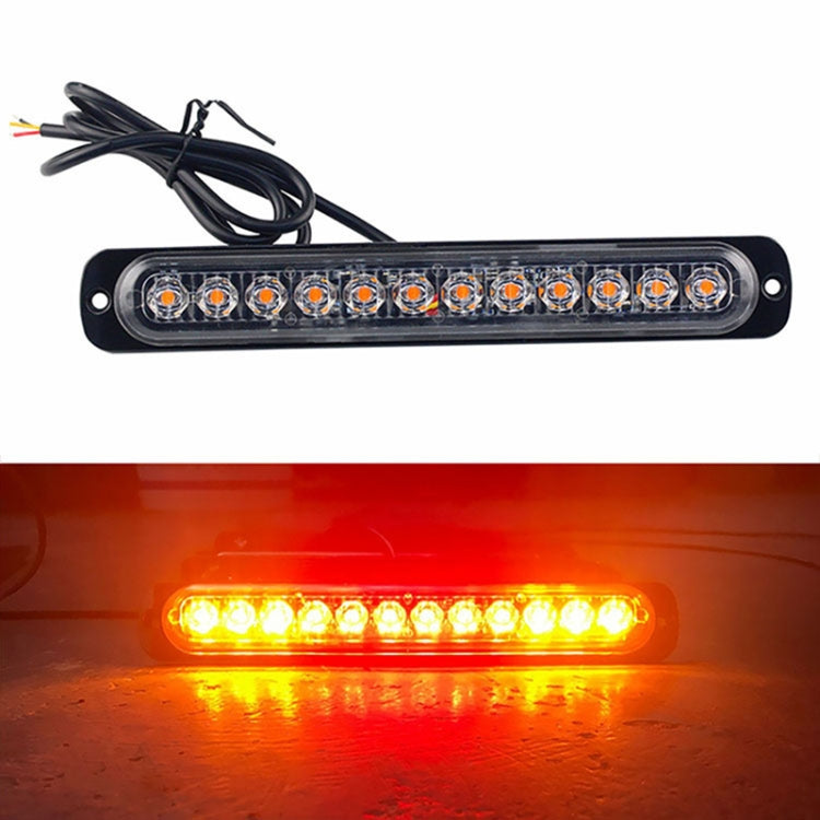 DC12V-24V / 36W Car Truck Emergency Strobe Flash Warning Light 12LEDs Long Ultra-thin Side Lights(Yellow + Red + Yellow) - Warning Lights by PMC Jewellery | Online Shopping South Africa | PMC Jewellery | Buy Now Pay Later Mobicred