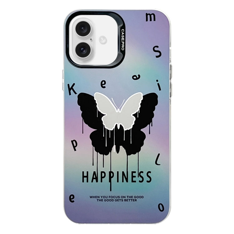 For iPhone 16 Plus Electroplated Silver Series PC Protective Phone Case(Black Butterfly) - iPhone 16 Plus Cases by PMC TechLife | Online Shopping South Africa | PMC TechLife | Buy Now Pay Later Mobicred