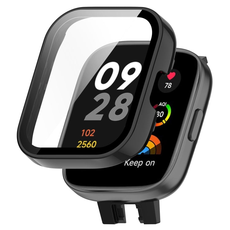 For Xiaomi Mi Watch Lite 3 PC + Tempered Film Integrated Watch Protective Case(Black) - Watch Cases by PMC TechLife | Online Shopping South Africa | PMC TechLife