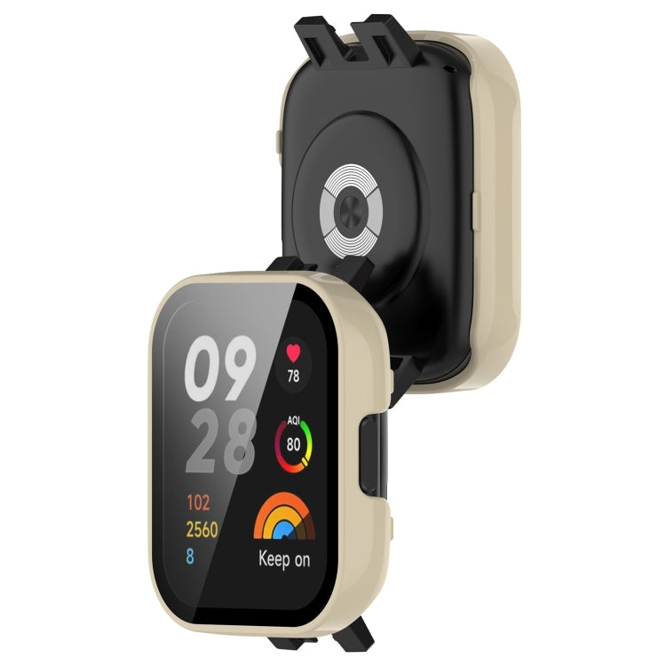 For Xiaomi Mi Watch Lite 3 PC + Tempered Film Integrated Watch Protective Case(Ivory White) - Watch Cases by PMC TechLife | Online Shopping South Africa | PMC TechLife