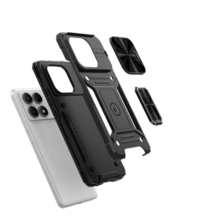 For Xiaomi Redmi K70E 5G Camshield Robot TPU Hybrid PC Phone Case(Black) - K70E Cases by PMC TechLife | Online Shopping South Africa | PMC TechLife | Buy Now Pay Later Mobicred