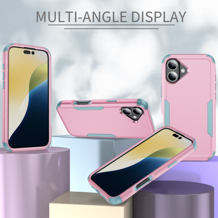 For iPhone 16 Plus Commuter Shockproof TPU + PC Phone Case(Pink+Grey Green) - iPhone 16 Plus Cases by PMC TechLife | Online Shopping South Africa | PMC TechLife | Buy Now Pay Later Mobicred