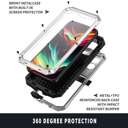 For iPhone 15 Pro Max R-JUST Shockproof Life Waterproof Dust-proof Metal + Silicone Phone Case with Holder(Silver) - iPhone 15 Pro Max Cases by R-JUST | Online Shopping South Africa | PMC Jewellery