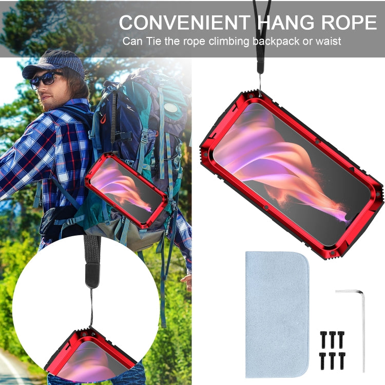 For iPhone 15 R-JUST Shockproof Life Waterproof Dust-proof Metal + Silicone Phone Case with Holder(Red) - free shipping - PMC TechLife - Order now!