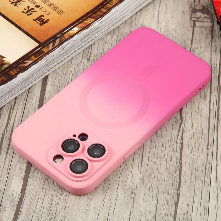 For iPhone 15 Liquid TPU Silicone Gradient MagSafe Phone Case(Pink Red) - iPhone 15 Cases by PMC TechLife | Online Shopping South Africa | PMC TechLife