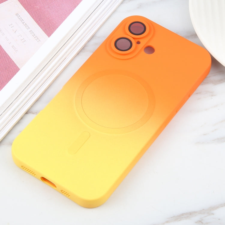 For iPhone 16 Liquid TPU Silicone Gradient MagSafe Phone Case(Orange Yellow) - iPhone 16 Cases by PMC Jewellery | Online Shopping South Africa | PMC Jewellery | Buy Now Pay Later Mobicred