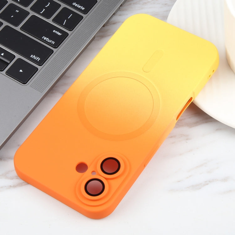 For iPhone 16 Liquid TPU Silicone Gradient MagSafe Phone Case(Orange Yellow) - iPhone 16 Cases by PMC Jewellery | Online Shopping South Africa | PMC Jewellery | Buy Now Pay Later Mobicred