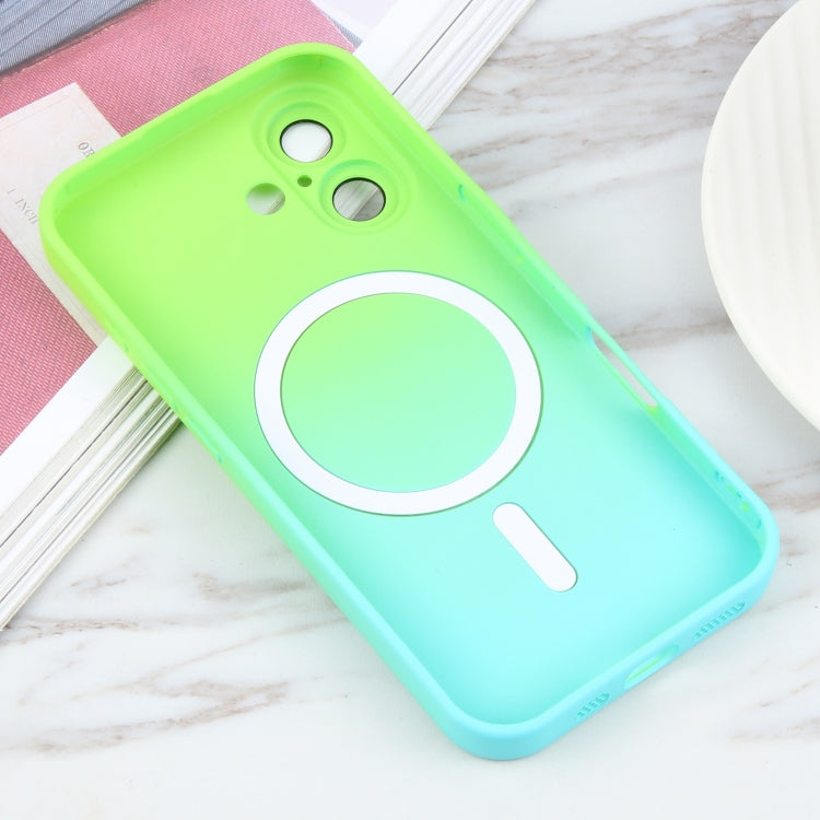 For iPhone 16 Liquid TPU Silicone Gradient MagSafe Phone Case(Cyan Blue) - iPhone 16 Cases by PMC TechLife | Online Shopping South Africa | PMC TechLife | Buy Now Pay Later Mobicred