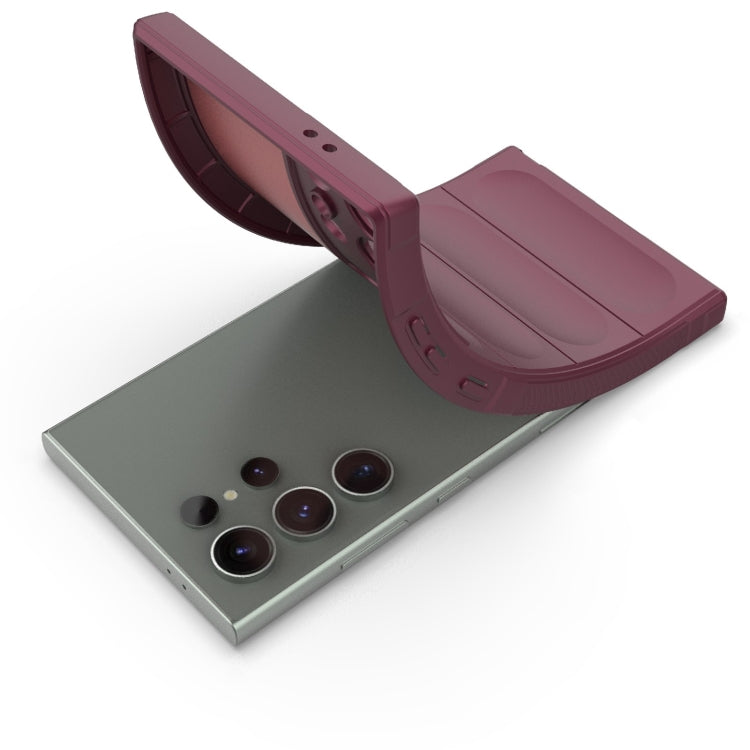 For Samsung Galaxy S24 Ultra 5G Magic Shield TPU + Flannel Phone Case(Wine Red) - Galaxy S24 Ultra 5G Cases by PMC TechLife | Online Shopping South Africa | PMC TechLife